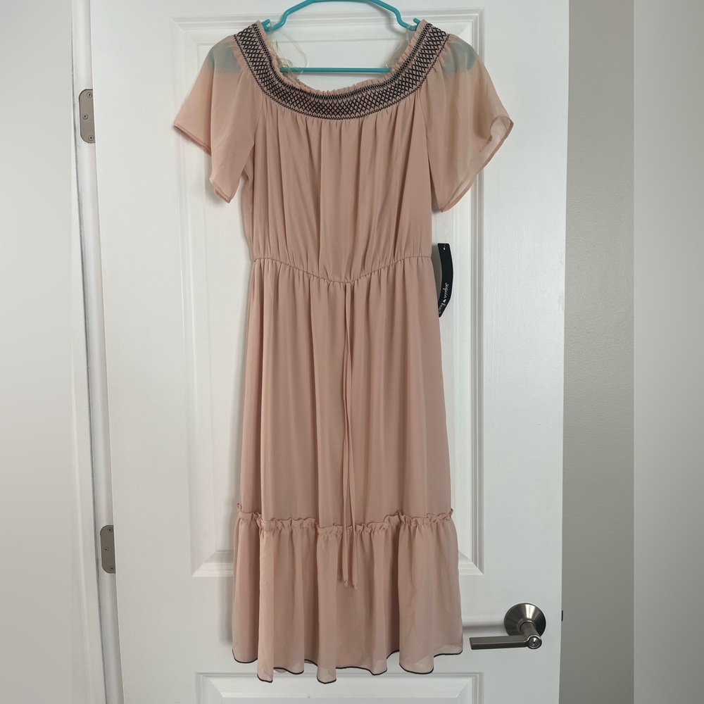 Sequin Hearts Off the Shoulder Midi Dress